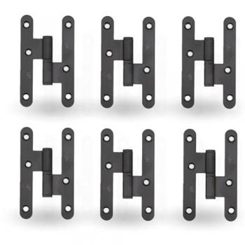 Pack 6 Pernios de Puertas en Acero Negro, 100x57 mm