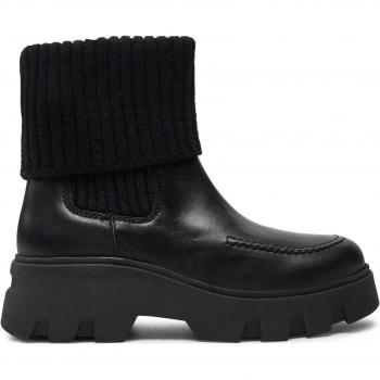 Marc O'Polo Damen Chelsea-Boot mit gestrickter Stulpe, Schwarz, 36