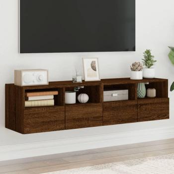 Meubles TV muraux 2 pièces chêne marron 60x30x30cm en bois