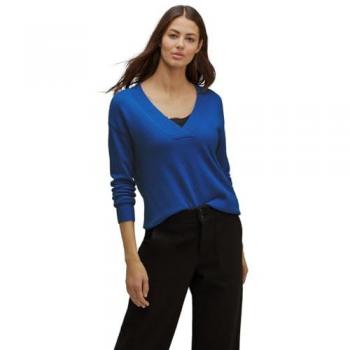 Street One Damen V-Neck Sweater in sanft intensivem Blau Melange 40