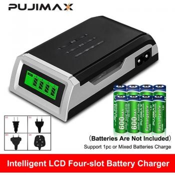 Cargador de pilas recargables PUJIMAX LCD-002 de 4 ranuras