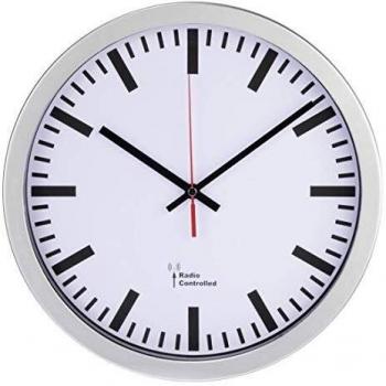 Horloge murale radio-pilotée DCF Bahnhof, argent