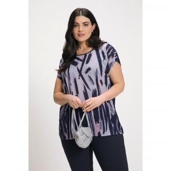 T-shirt blu oversize con mezze maniche e scollo a girocollo, taglia 56/58, poliestere/viscosa