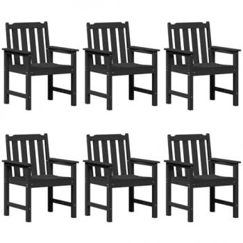 Sedie da Giardino 6 pezzi nere HDPE, 65,5x55,5x88 cm – Set Completo
