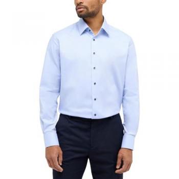 ETERNA REGULAR FIT Hemd – Blau, Uni‑Struktur, Männer, Größe 39