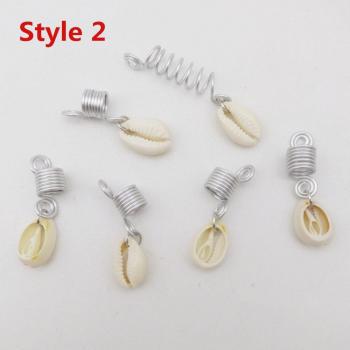 6Pcs Gold/Silver Hair Braid Dread Beads with Shell Accessories
