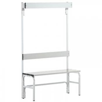 Bank de vestiaires en acier inoxydable et aluminium, longueur 1 015 mm, couleur gris pâle