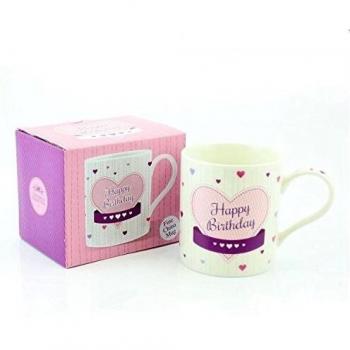 Joyful Anniversary Fine China Mug – Pink Heart Artwork + Gift Box