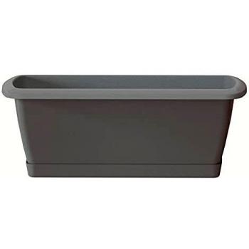 Prosperplast jardínera Respana con soporte de plástico color gris piedra