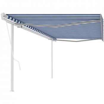 Sombrilla Retráctil “Aqua Sky” 5x3,5 m – Postes Azules y Blancos