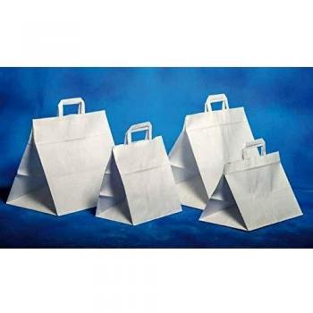 Sacchetto regalo di carta, ideale per pasticceria, misure 26x18x26 cm, colore bianco