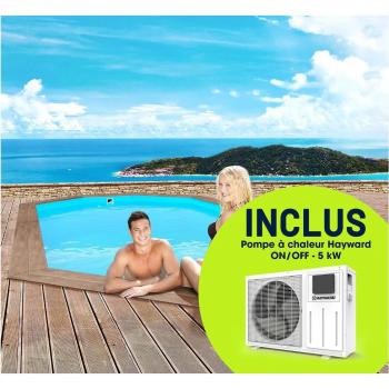 Piscina de Madera “Rio 130” – 5,60 m × 3,70 m × 1,39 m + Bomba Calor 6,1 kW