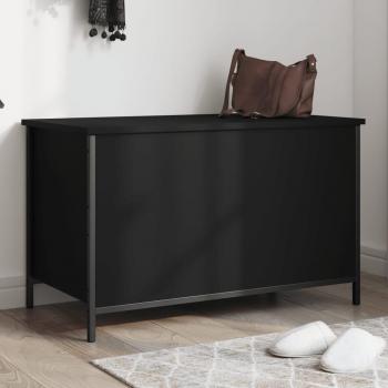 VidaXL 80x42.5x50 cm Black Engineered Wood Storage Bench