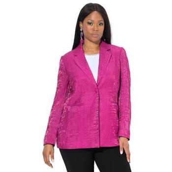 Ulla Popken Damen-Crash‑Blazer mit Reverskragen, Langarm, rosa, 52