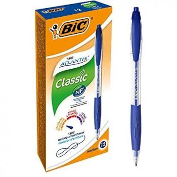 Bic Atlantis Ballpoint Pen Medium Blue Pack of 12 1199013670 BC13670