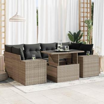 Jardín Elegante Set Sofá Maison – 7 Unidades con Ratán Sintético Gris