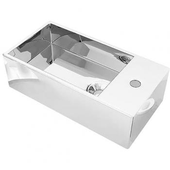 Lavabo intérieur à poser, vasque à monter, trop‑plein intégré, couleur argent