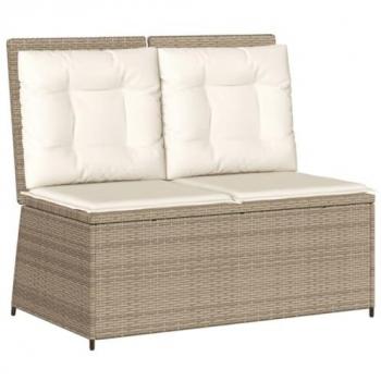 Banc d'Extérieur Inclinable à Coussin Beige – Résine tressée