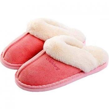 Lastia Damen Hausschuhe Winter Warm Faux Pelz Slipper Weiche Flache Plüsch Pantoffel Rutschfeste Outdoor/Indoor