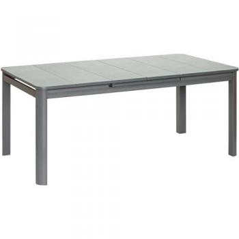 Mesa de jardín de cristal y aluminio