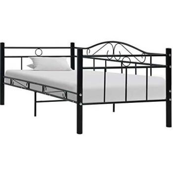 Black Metal Daybed Frame 90x200cm vidaXL