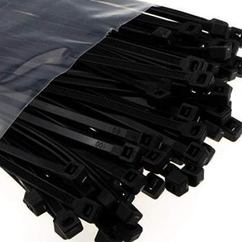 EnTie Black Cable Ties 4.8mm x 200mm Nylon 66 UL Approved [100 Pieces]