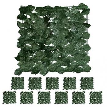Set de malla de hiedra artificial, 12 piezas 50x50 cm, cercado decorativo para jardín y balcón, verde