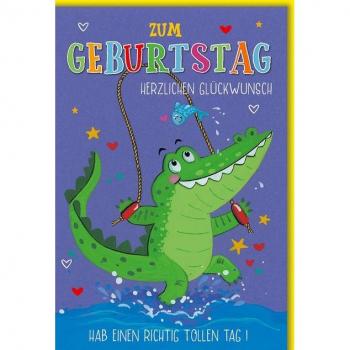 Krokodil-Geburtstagskarte mit Umschlag