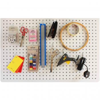 76cm x 56cm Cathedral Style Peg Board – White, 12 Hooks Included