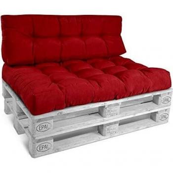 Beautissu Palettenkissen Rücken 120x40x20 cm Rot