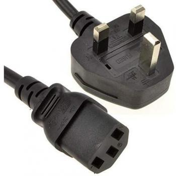 Power Cord UK Plug to IEC Cable (PC Mains Lead) C13 1m
