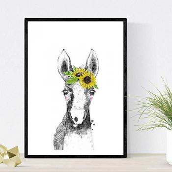 Lámina de Caballo Infantil con Motivo Floral