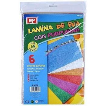 Goma Eva con Purpurina 6u 20*30cm