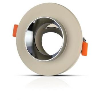 Runder GU10 LED-Einbaustrahler, weißer Gips, verchromte Oberfläche