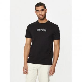 Calvin Klein Top a Manica Corta Logo Flock Nera XL