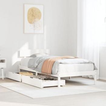 Letto Singolo Bianco in Legno di Pino 75x190 cm senza Materasso