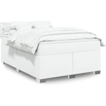 Cama Box Spring “Confort Urbano” 160x200 – Tapizado de Cuero Sintético Blanco