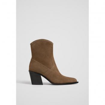 Beige Stradivarius Cowboy-Stiefel aus Leder 40