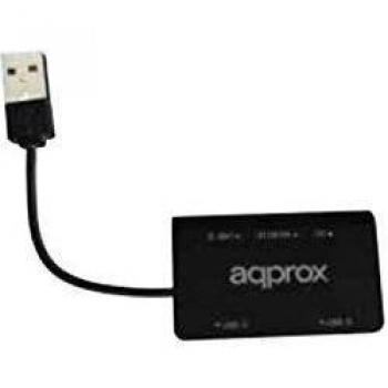 Hub Usb 2.0 Approx 3 Puertos Negro + Lector Tarjet