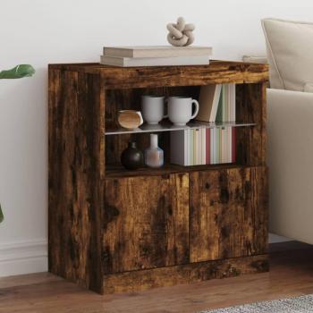 Buffet LED chêne fumé 60x37x67 cm