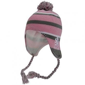 Childrens Scotland Peruvian Winter Thermal Bobble Hat (Pink/Grey/White)