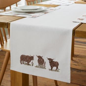 Natural Angus Cow Table Skirt – 33×220 cm, Unisex Cotton