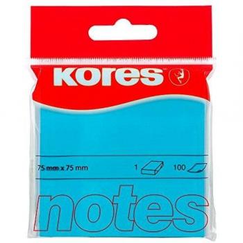 Kores Haftnotizen NEON, 75 x 75 mm, blanko, neon-blau, 100 Blatt