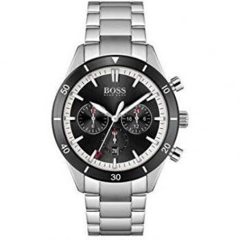 Mens BOSS Santiago Silver & Black Watch