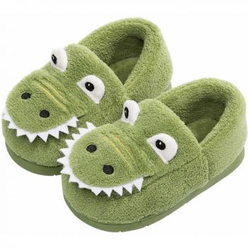 Peluche Pantoufle Coton Vert pour Enfant Fille – Chaussure Maison Chaud H
