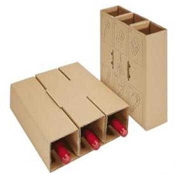 Flaschenkarton Post/DHL mit Kartoneinlage für 9 Flaschen, VE 10 Stk, Innenmaße 320 x 305 x 369 mm