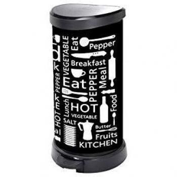 Contenitore Pedale 40L Curver Deco Bin Nero-Argento