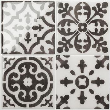 LadrilloInteligente 4 en uno, colores Argos Vintage, negro y blanco, apariencia de baldosas de cemento