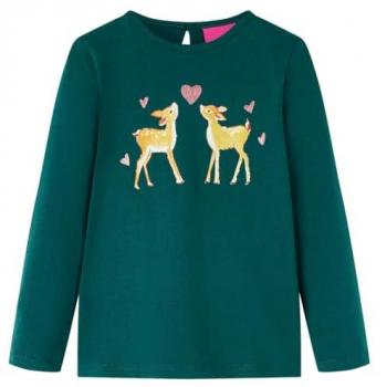 T-shirt enfant vert foncé manches longues 128