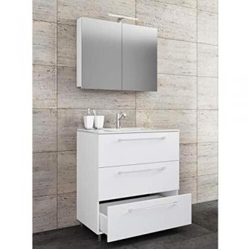 VCM 3-tlg. Badezimmermöbel Set Waschtisch mit Waschbecken und Spiegelschrank